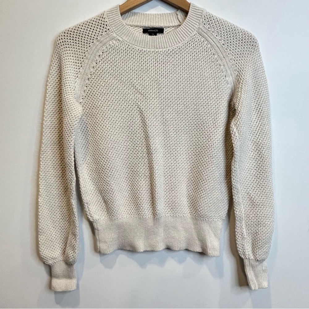 RW&Co cream-colored textured knit crew neck sweater